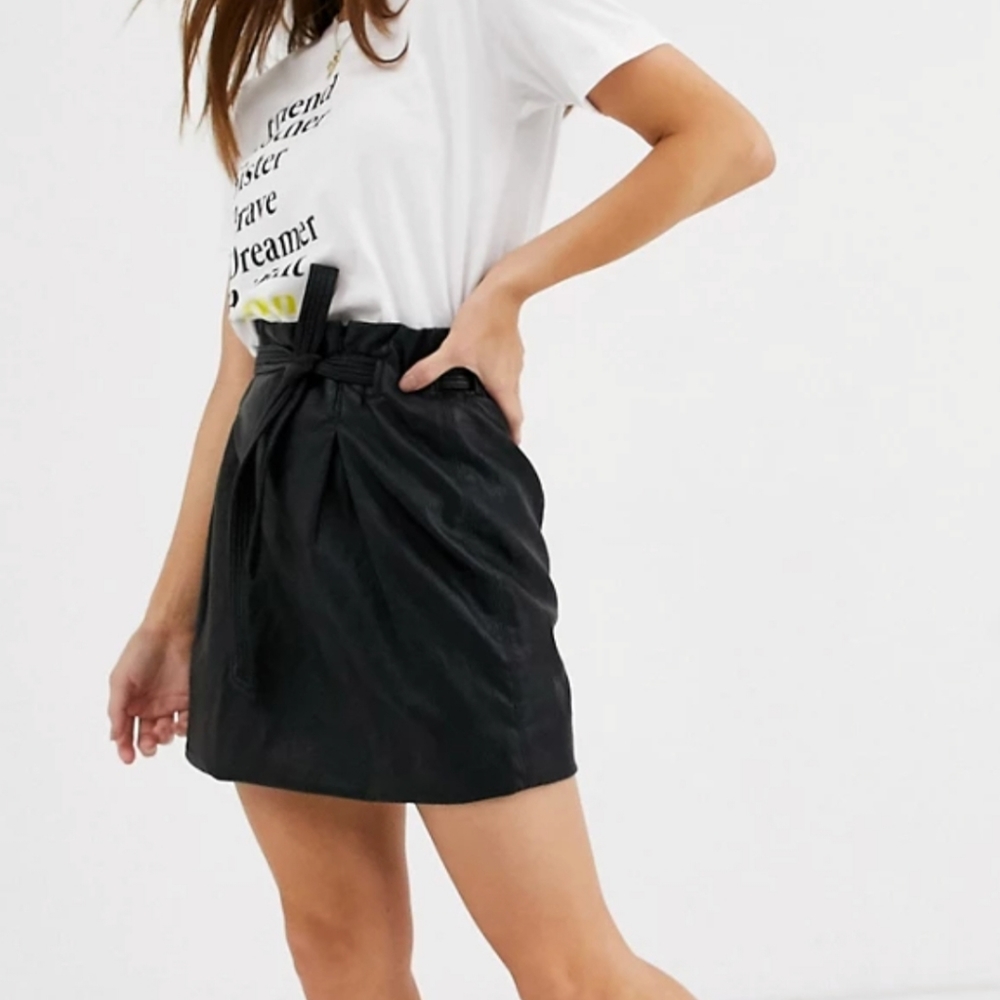 Free People peyton paperbag faux leather skirt